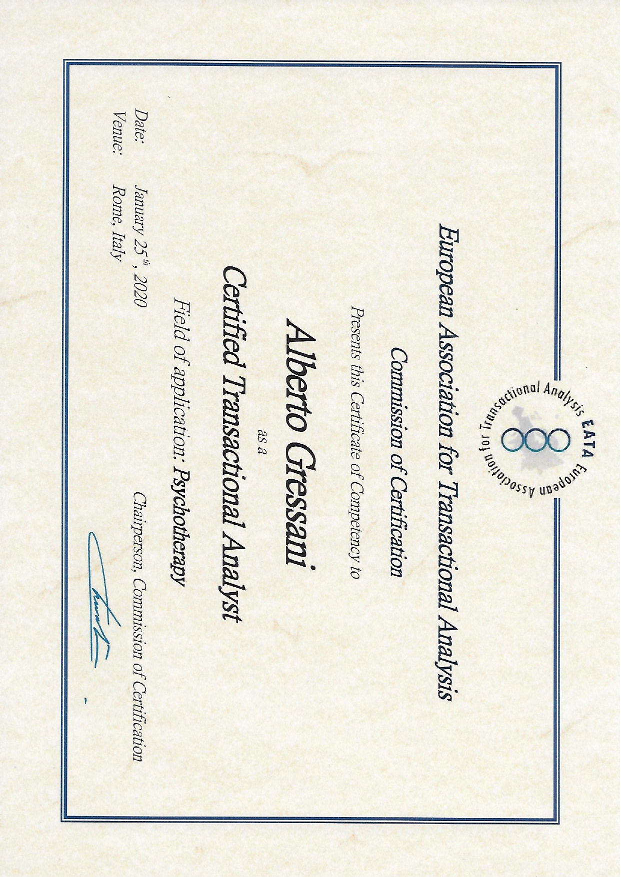 Certificato CTA Alberto Gressani